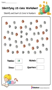 Atividade de Us Coins And Bills Recognition Printables - Folha 11