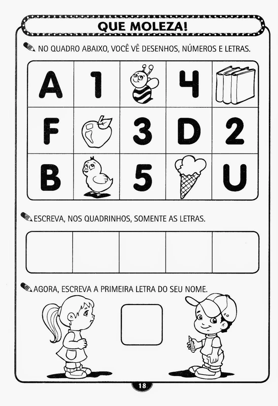 desenho educativo de Atividades Infantil