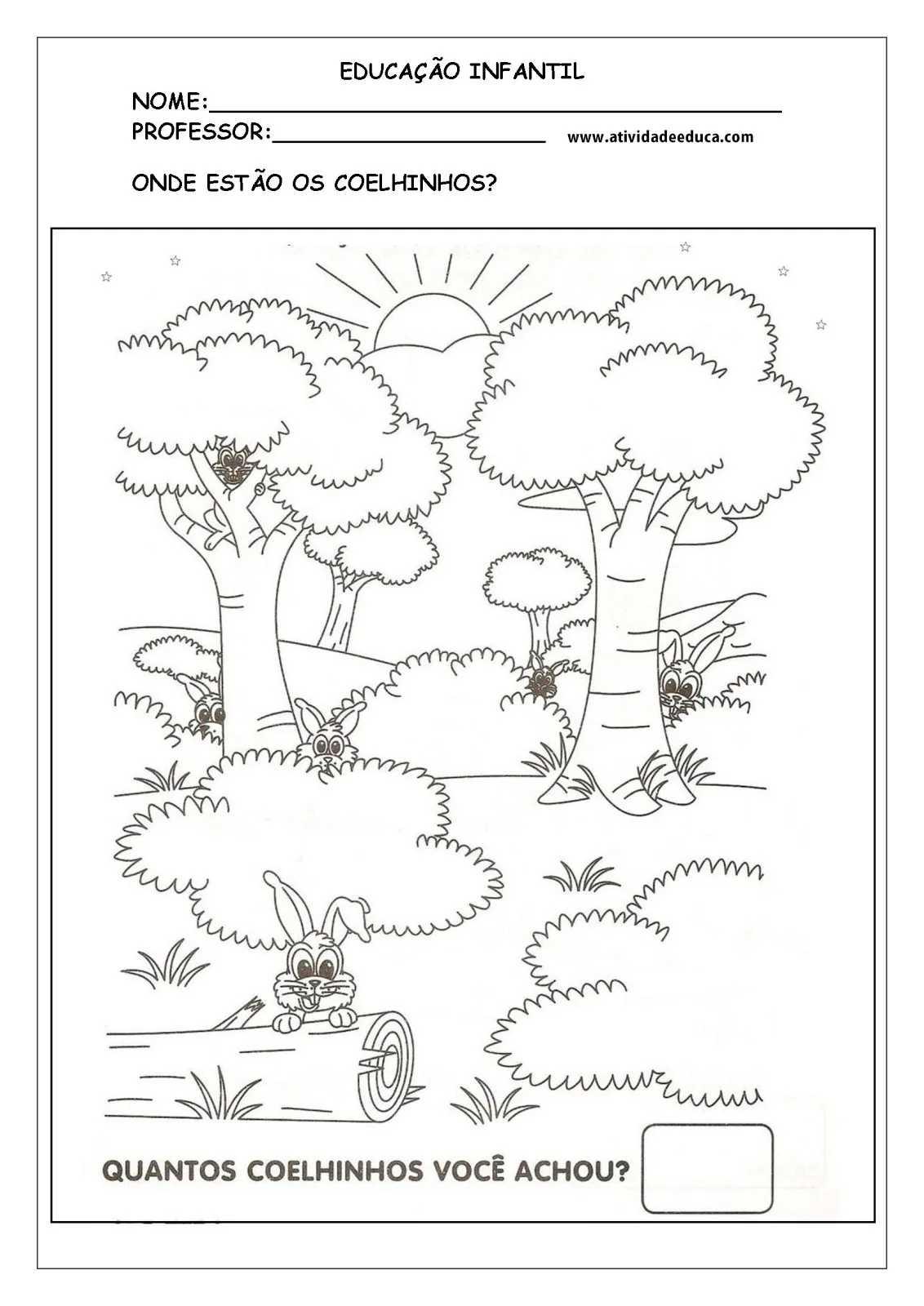 desenho educativo de Atividades Infantil