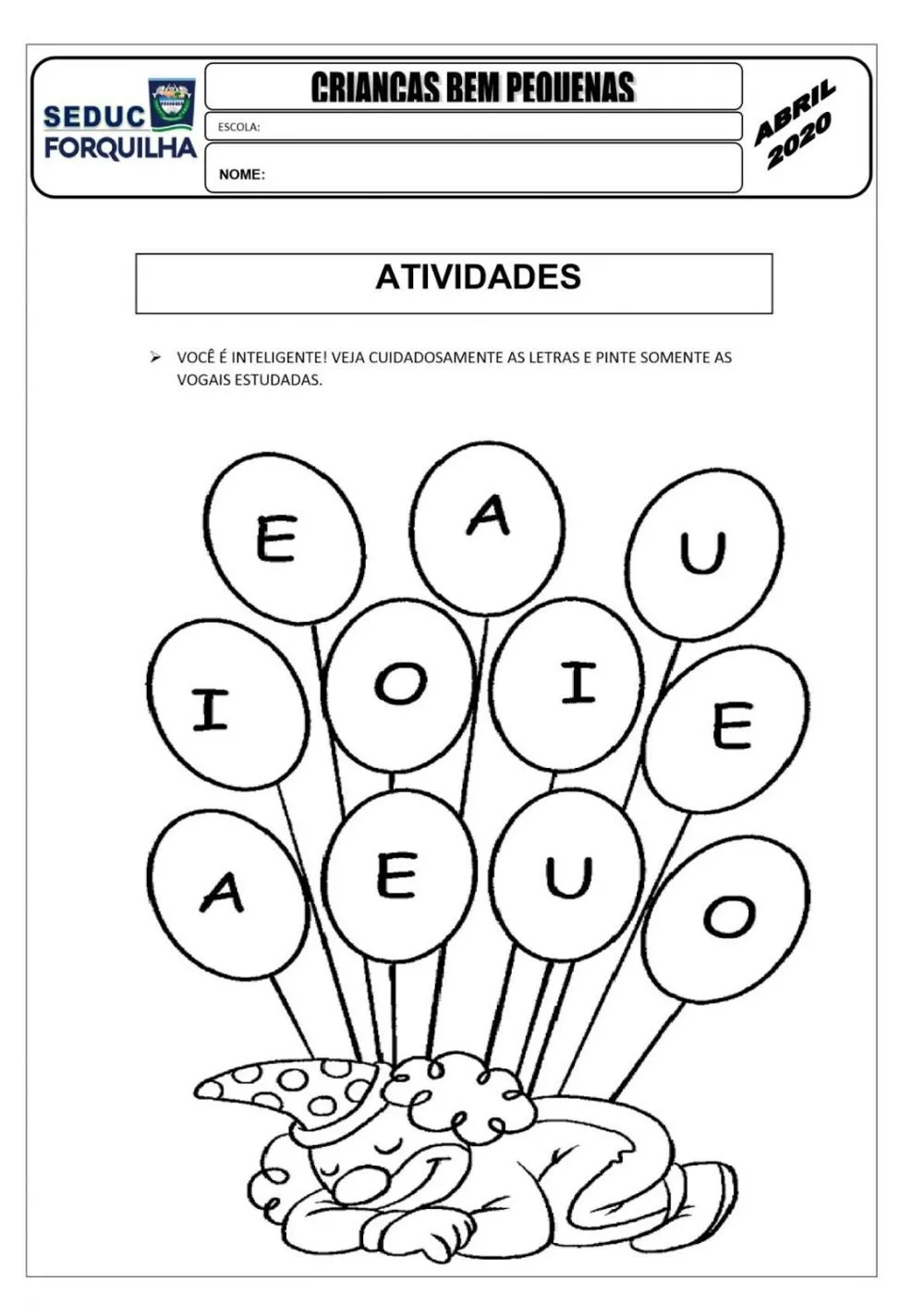 desenho de Atividades Infantil para imprimir