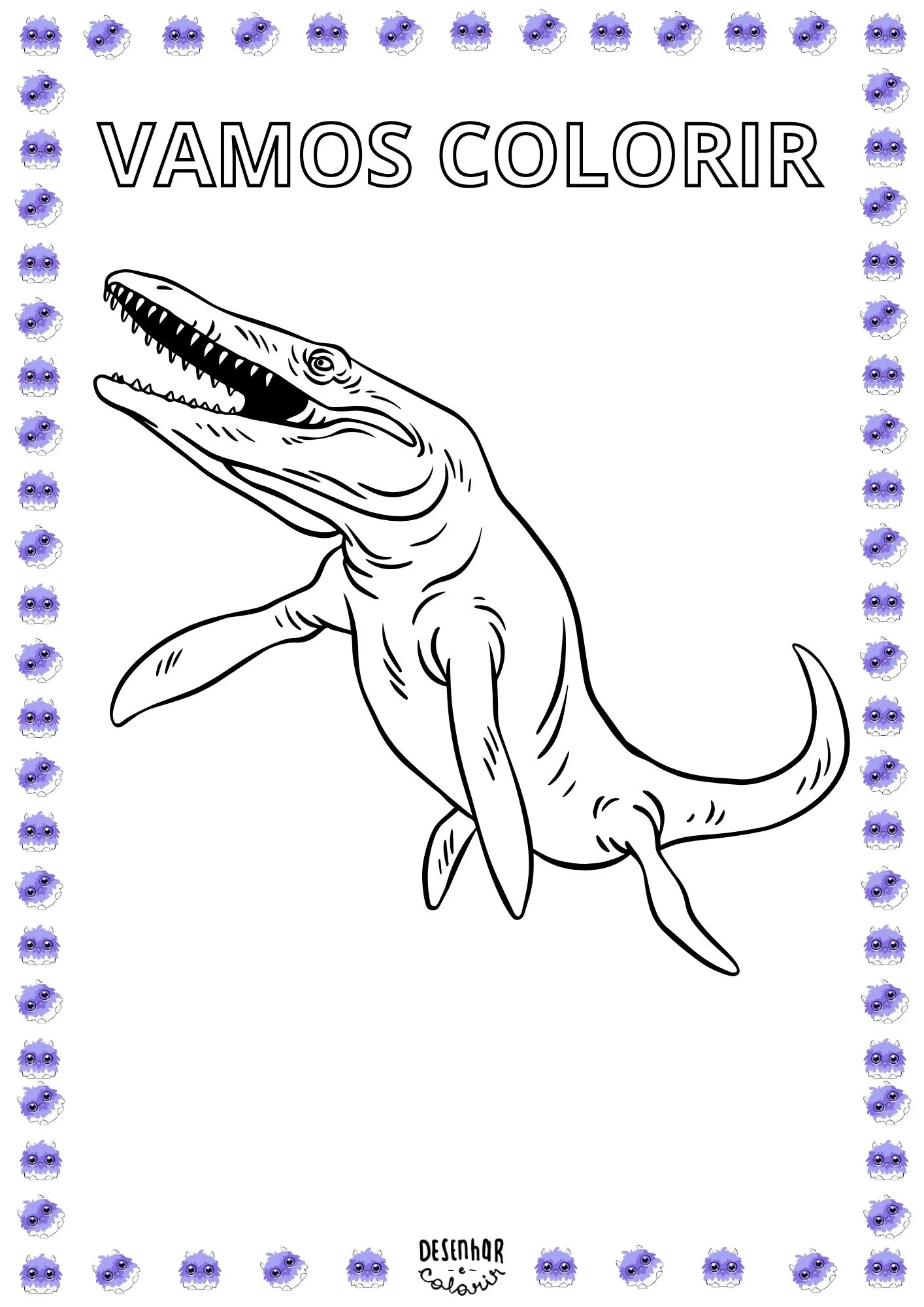 desenho educativo de Donossauros Para Colorir