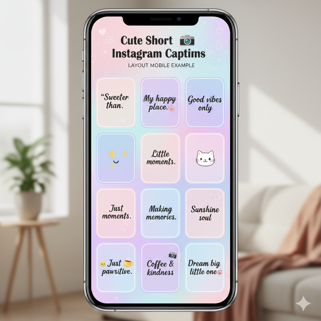 cute short instagram captions layout mobile